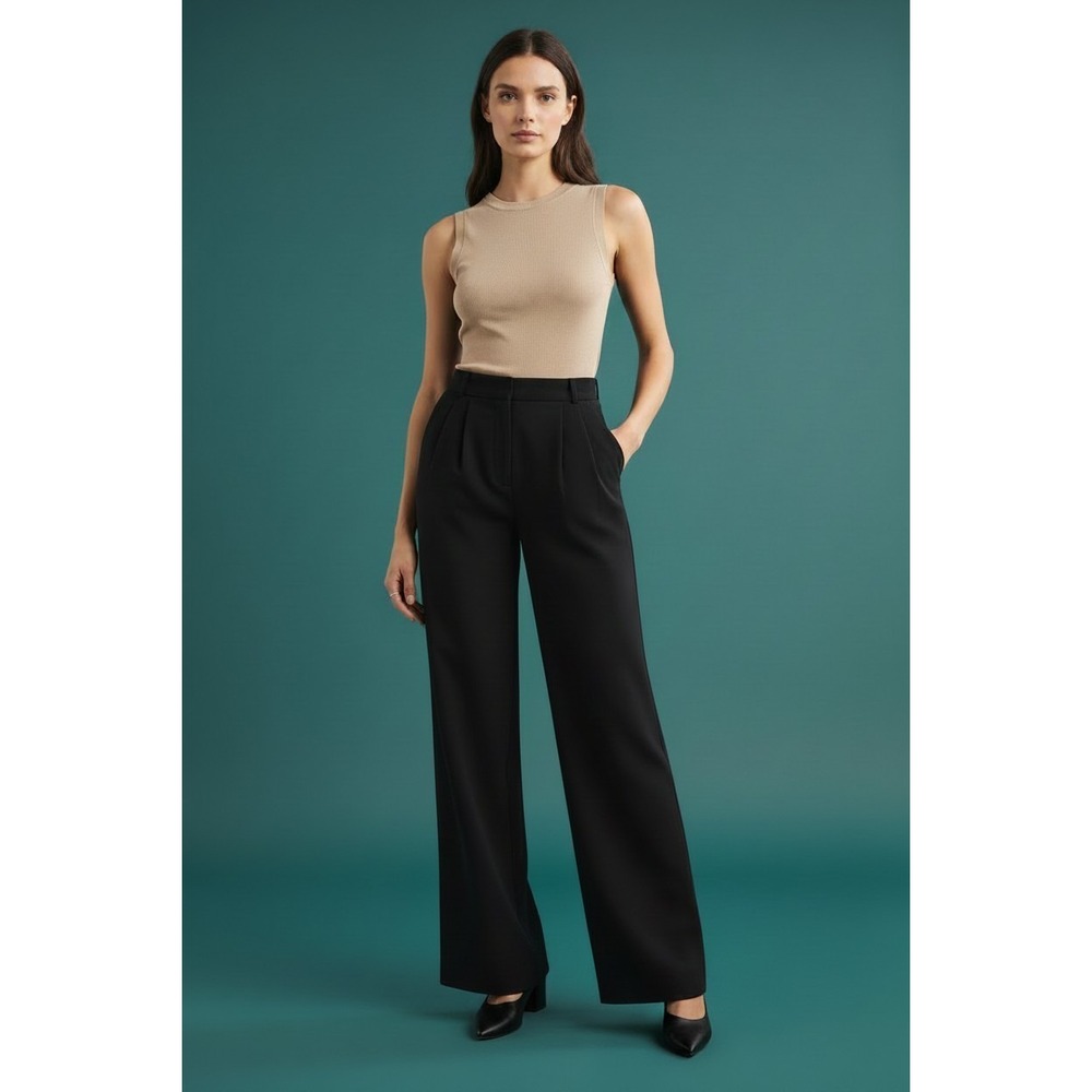 Abercrombie & Fitch Sloane Tailored Wide Leg Pants Black High Rise 29/8